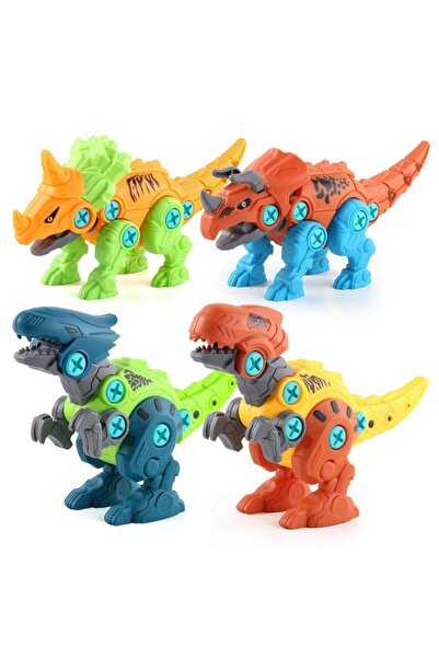 Bibilel Construction Set - 4 Dinosaurs with Electric Drill, Screwdriver & Storage Case, Multicolor