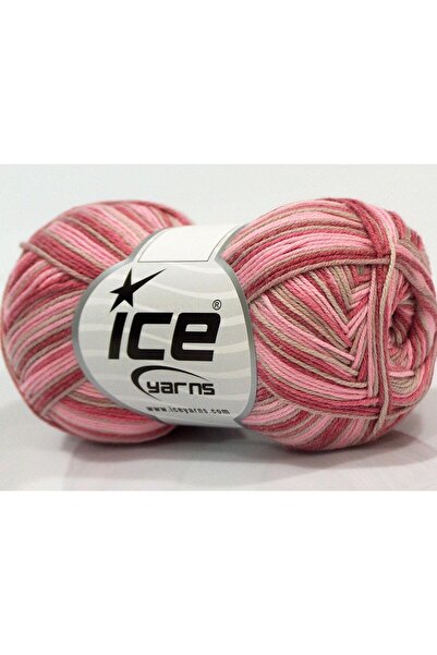 Ice yarns 6×50 جرام. خيوط صيفية للأطفال من القطن، ألوان وردية أكريليك، بيج لل...