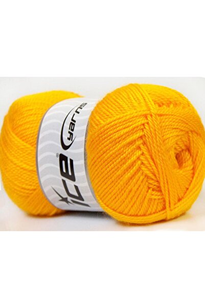 Ice yarns 4x100 جرام. خيوط دورا الأكريليكية الصفراء الشتوية، خيوط مسطحة، 100%...