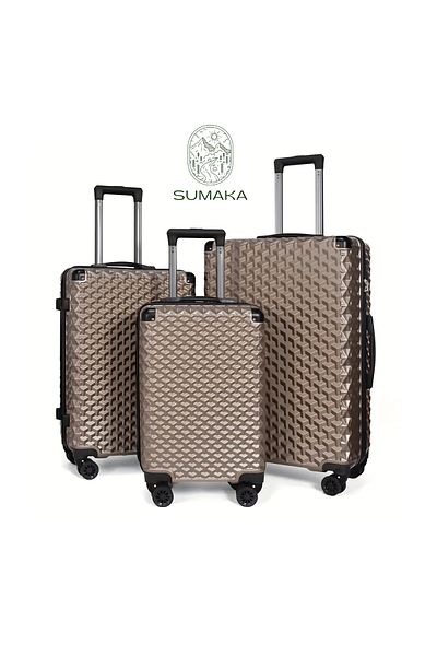 SUMAKA ABS+PC Travel Luggage - Set of 3 pcs 20"+24"+28" inches, Removable Wheels, 360° universal wheels