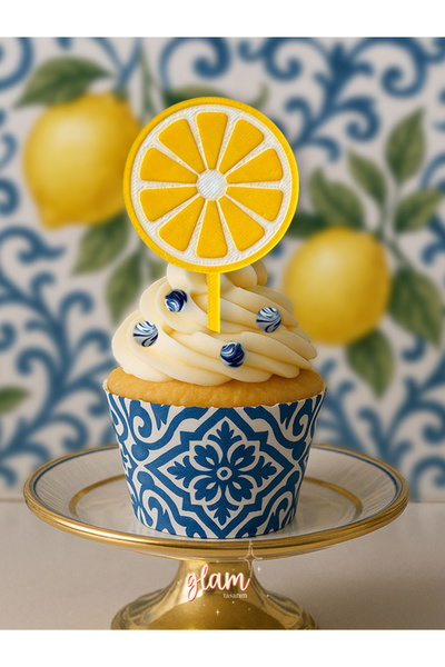 GLAM DEKORASYON LEMONETTA Limon 2li Tekrar Kullanılır Cupcake Kek Tatlı Süs S...