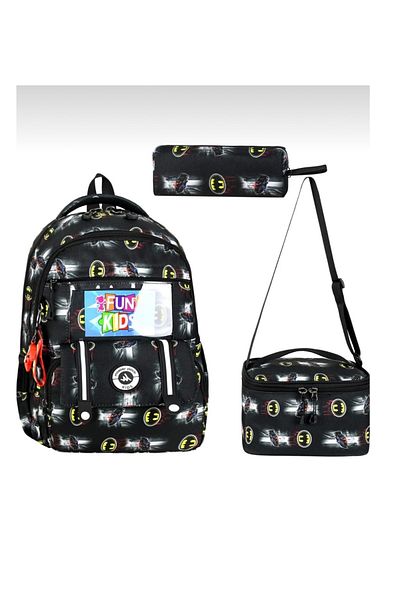 JOJO KIDS Boy Bat Primary School Backpack, Set of 3, Thermal Nutrition, Pen Holder, Orthopedic Bag