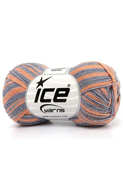 Ice yarns 6×50 جرام. لون صيفي للأطفال: قطن، أكريليك رمادي فاتح، برتقالي فاتح ...