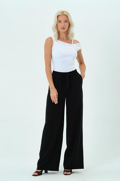 BUSA Women's Clothing Modal Wide Leg Trousers Black