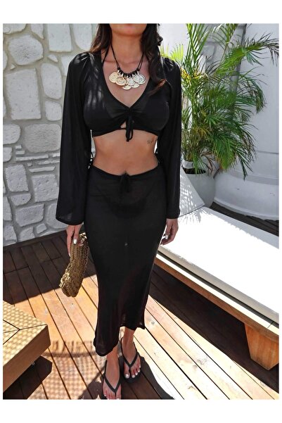 ESRAHELVACI Long Sleeve Gathered Beach Suit