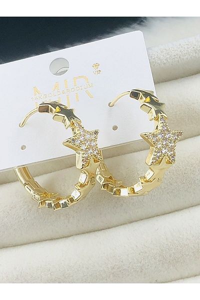 DS DİAMONDSHOP Earring Zircon Stone Star Ring Model New Season Bykp-202507229
