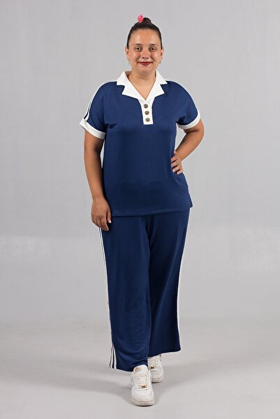 Truva XXL Свободна, лека, ребриста синя спортна екипировка | Удобна и стилна | Големи размери