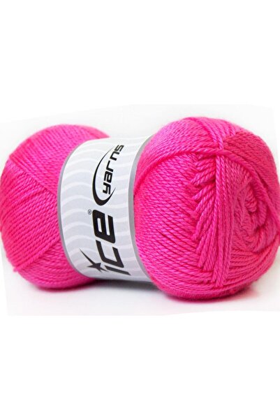 Ice yarns 4x100 جرام. خيوط دورة الأكريليك الوردية الشتوية، خيوط مسطحة، 100% أ...