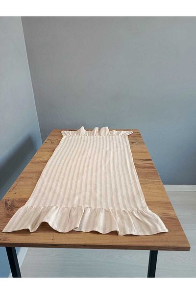 MZN Home Covoraș de in cu 2 margini cu volane 50x150