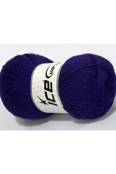 Ice yarns 4x100 جرام. خيوط دورة أكريليك شتوية أرجوانية، خيوط مسطحة، 100% أكريليك