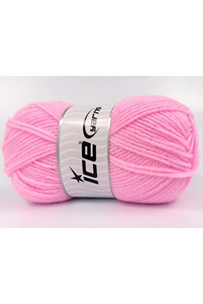 Ice yarns 4x100 جرام. خيوط أكريليك وردية شتوية مفضلة، خيوط مسطحة، صوف ممشط، 1...