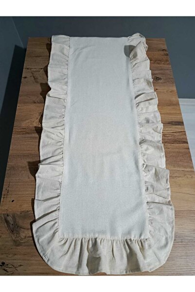 MZN Home Fırfırlı Natural Keten Runner 50x150