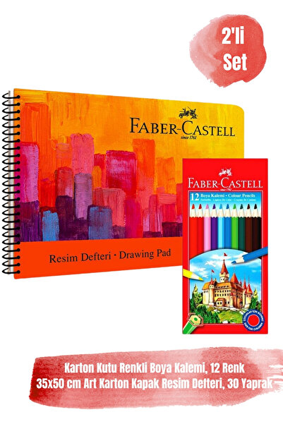 Faber Castell 12 Renk Karton Kutu Boya Kalemi 35x50 cm 30 Yaprak Art Karton K...