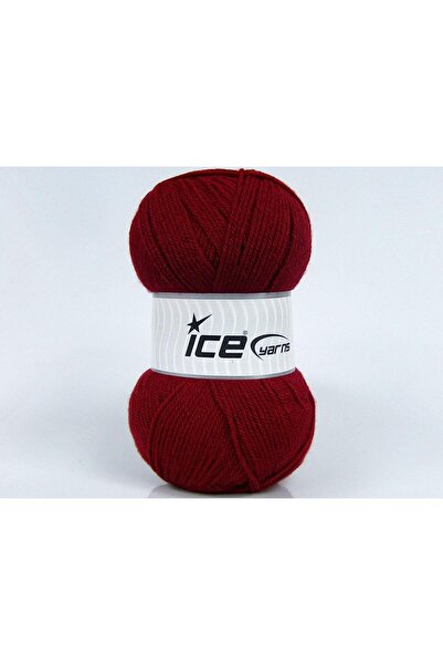 Ice yarns 4x100 جرام. خيوط أكريليك GONCA باللون الأحمر الداكن للشتاء، خيوط مس...