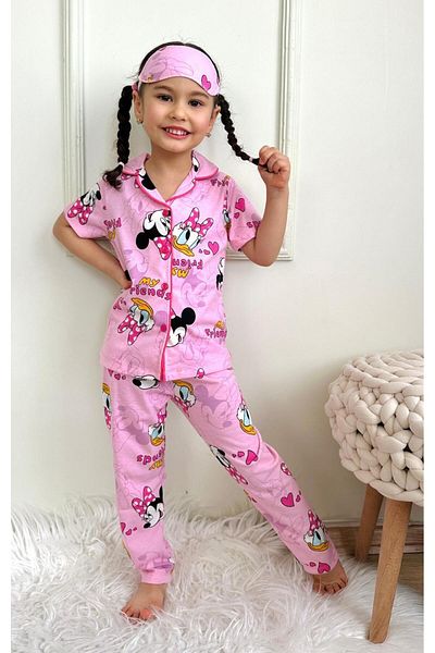 LİLLYPİCCA Girl's Character Patterned Buttoned Pajama Set