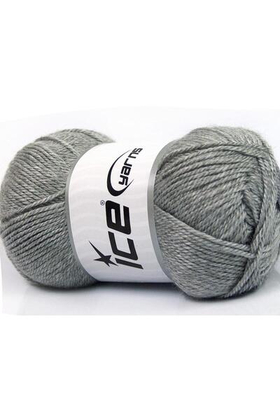 Ice yarns 4x100 جرام. دورة أكريليك رمادي فاتح للشتاء، خيوط مسطحة، 100% أكريليك