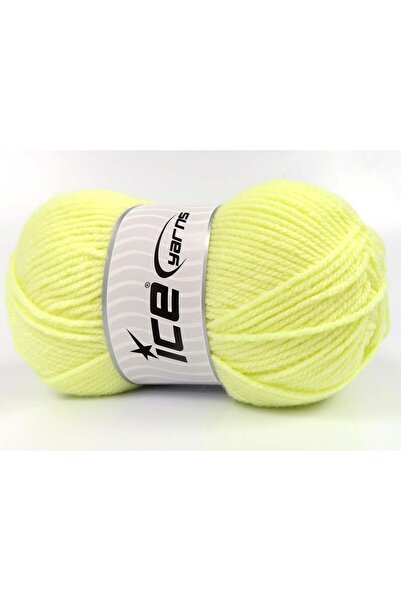 Ice yarns 4x100 جرام. خيوط أكريليك مفضلة بلون أصفر ليموني للشتاء، خيوط مسطحة،...