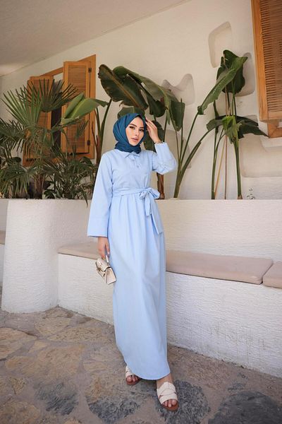 Nergis Neva Butik Front Cross Waist Hijab Dress
