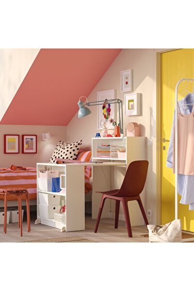 IKEA çalışma masalı kitaplık, beyaz, 80x33/112x106 cm