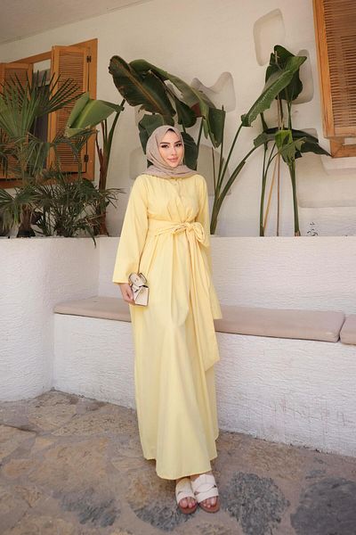 Nergis Neva Butik Front Cross Waist Hijab Dress