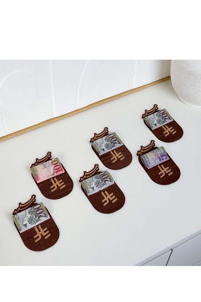 Story of candle Ramadan Eid Candle Set, 6 Pieces With 'eid Saeed' Phrase - Brown