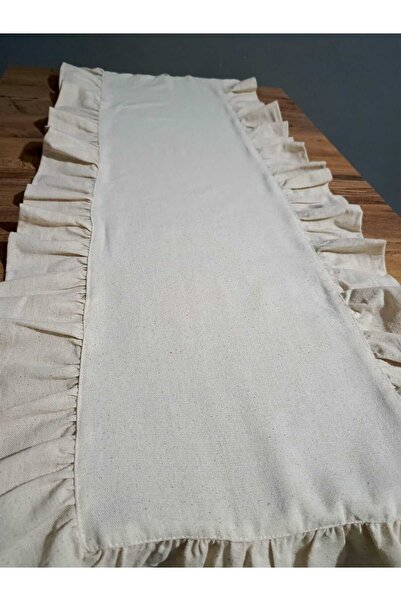 MZN Home Fırfırlı Natural Keten Runner 50x150