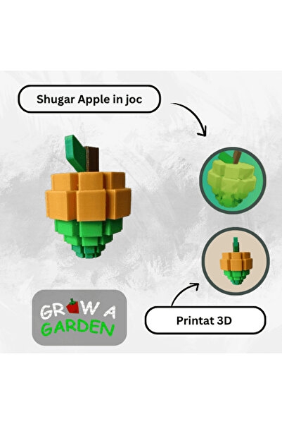 Lulu's Prints Figurina fruct Sugar apple din Grow a Garden, Roblox, multicolor, plastic, printat 3D, 50x50x71 mm