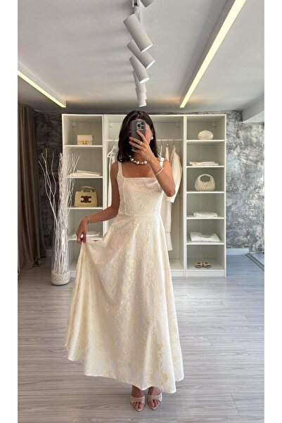 LUUNA STORE ÇİÇEK NAKIŞLI MAXİ ELBİSE