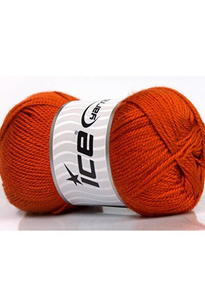 Ice yarns 4x100 جرام. خيوط دورة أكريليك بلون برتقالي داكن للشتاء، خيوط مسطحة،...