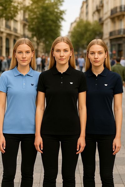 comstar Tricou de vară pentru femei, pachet de 3, cu mânecă scurtă, cu gât polo
