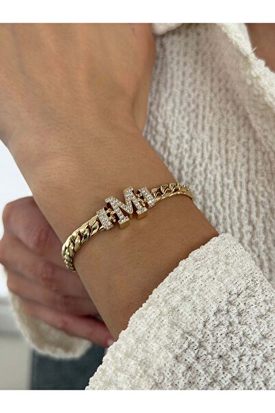 Zeyd Jewelry Taşlı Gurmet Harf 14 Ayar Altın Bileklik