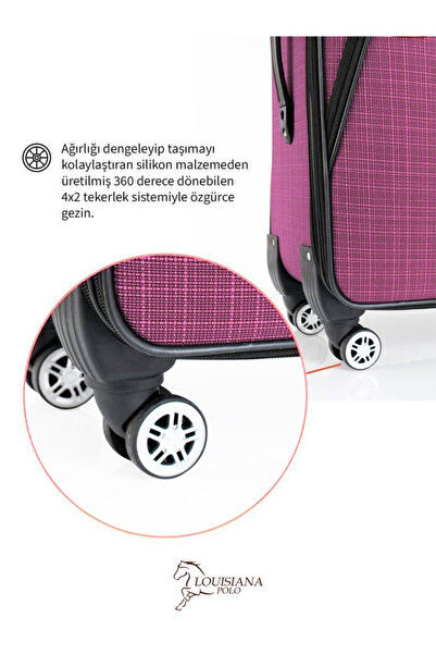 louisiana polo Orta Boy 4 Teker Kumaş Valiz Pembe 1081