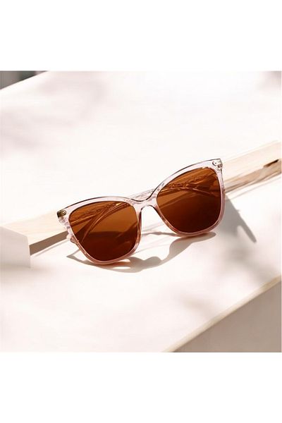 HAB TRADE Transparent Frame Brown Cat Eyes Sunglasses