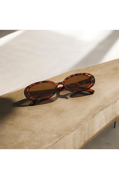 HAB TRADE Leopard Pattern Oval Vintage Sunglasses