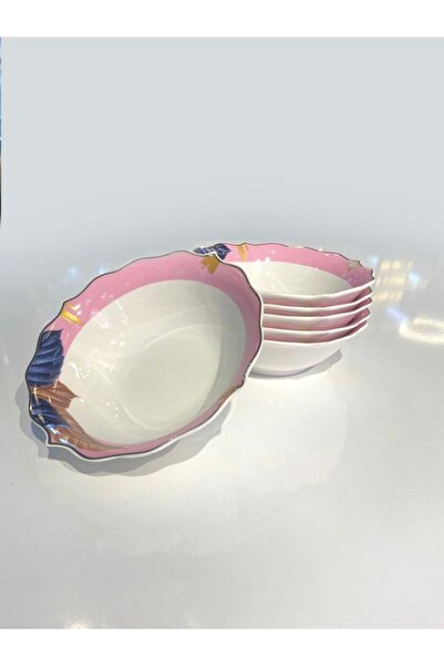 ÇIRPAN EV PEMBE LACİVERT PORSELEN 6'LI KASE 15CM