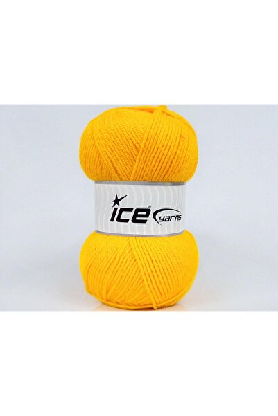 Ice yarns 4x100 جرام. خيوط أكريليك صفراء شتوية من جونكا، خيوط مسطحة، 100% أكر...