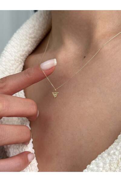 Zeyd Jewelry Minimal Piramit Göz 14 Ayar Kolye