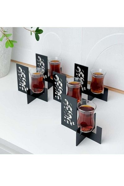 Story of candle Cup And Mug Coaster Set With 'health And Wellness' Phrase, 5 Pieces | Black