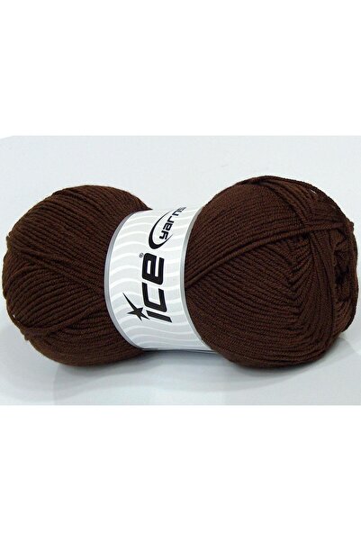 Ice yarns 4x100 جرام. خيوط BABY DREAM الشتوية البنية، خيوط مسطحة، صوف ممشط، 1...
