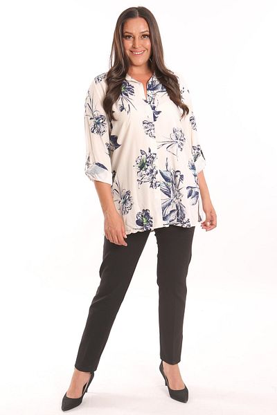 Metpoint Πουκάμισο με μοτίβο βισκόζης Trend42plus Plus Size Navy Blue