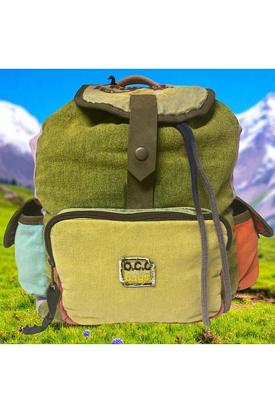 Old Cotton Quality Single Eyed Vintage Casual Design Unisex Backpack Daily School Trip Camping Trekking Bag 29Cmx36Cm