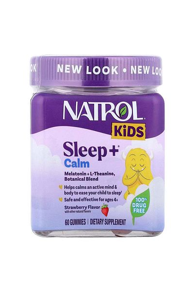 Natrol حلوى جيلاتينية للنوم والهدوء للأطفال، بنكهة الفراولة، 60 حلوى جيلاتينية، للأعمار من 4 سنوات فما فوق