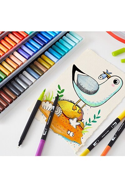 Bibilel Kids Set of 72 Bibilel Water-Based Markers, Dual Tip (1-2 mm & 0.4 mm), Black Barrel, Plastic, Multicolor