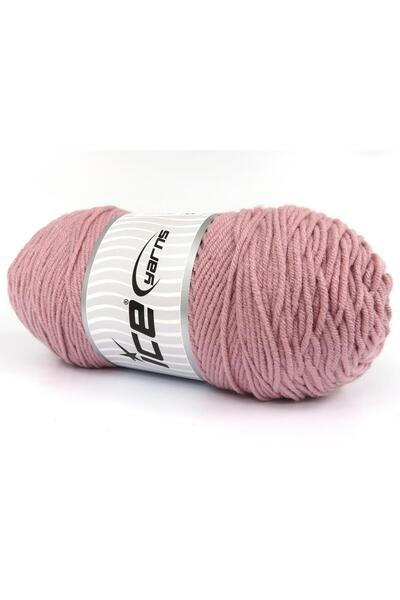 Ice yarns 2×200 جرام. خيوط شتوية وردية فاتحة، خيوط مسطحة، صوف ممشط، 100% أكري...