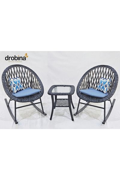 drobina طقم كراسي هزاز مع طاولة فاخر من دروبينا لون ازرق
