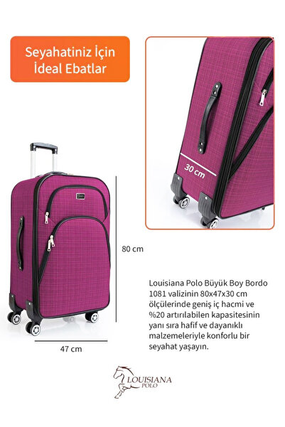 louisiana polo Büyük Boy 4 Teker Kumaş Valiz Pembe 1081