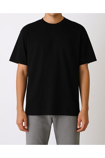 NO1 KONSEPT Μαύρο μπλουζάκι Basic Crew Neck Oversize