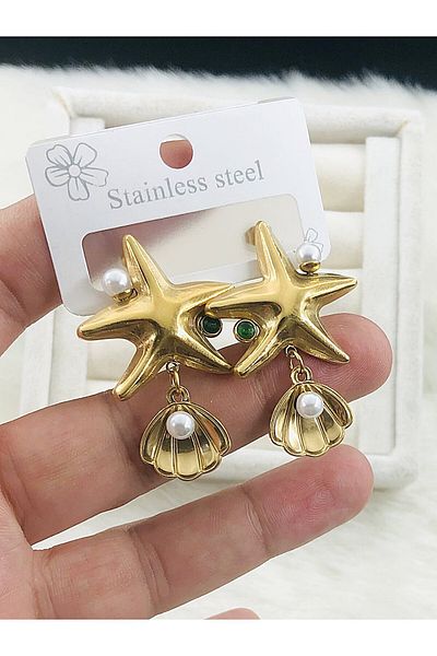 DS DİAMONDSHOP Steel Earring Sea Star Hanging Model New Season Byçkp-202507218