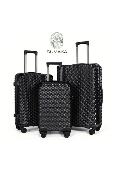 SUMAKA ABS+PC Travel Luggage - Set of 3 pcs 20"+24"+28" inches, Removable Wheels, 360° universal wheels