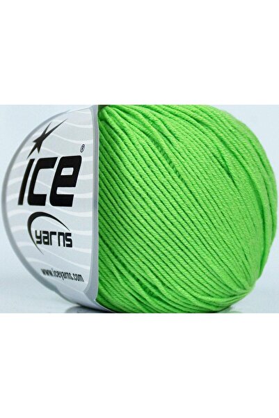 Ice yarns 8x50 جرام. قماش أديل قطني، أكريليك أخضر فاتح للأطفال، خيوط صيفية، قطن
